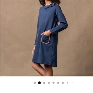 Hope & Henry Quilted Ponte Riding Dress In Navy